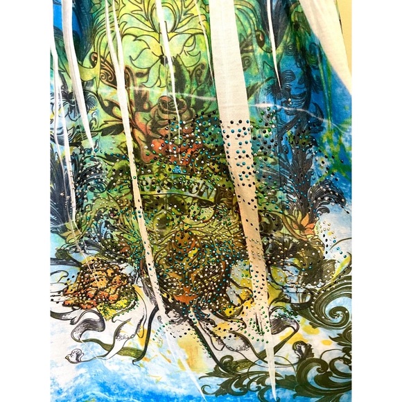 ❌4/$20 Y2K Tattoo Tattoo by Free Spirit tank, bedazzled top, Size Medium - Picture 2 of 4